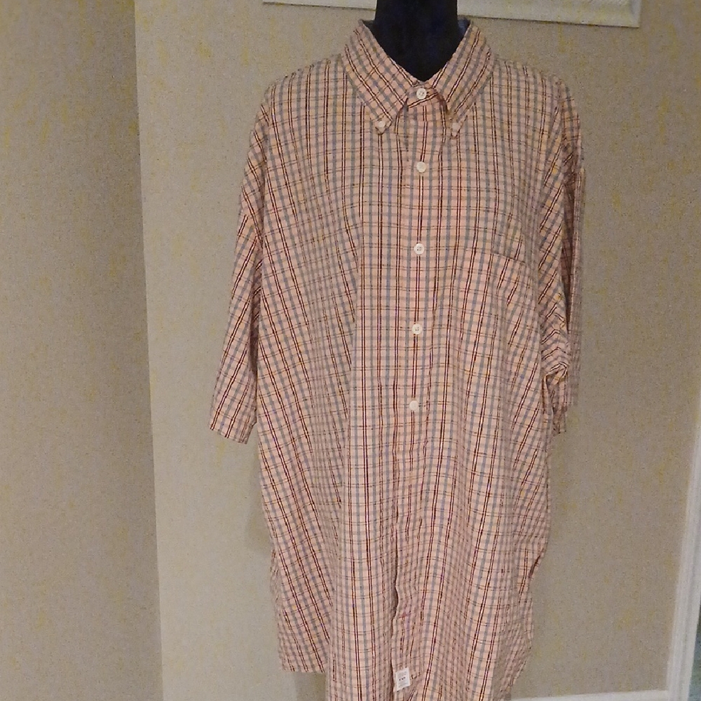 Izod Men's Red and Blue Plaid Button Down Shirt
